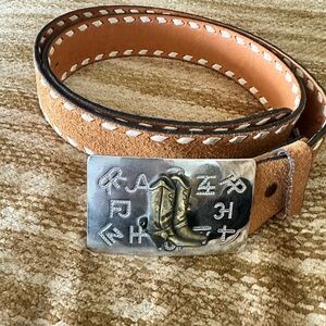 CHAMBERS BELT COMPANY Steerhide Top Stitched Belt Sz 38 / Unisex